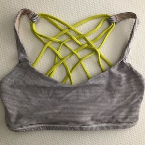 Lululemon Striped+Lime Free to Be Wild Bra Size 4